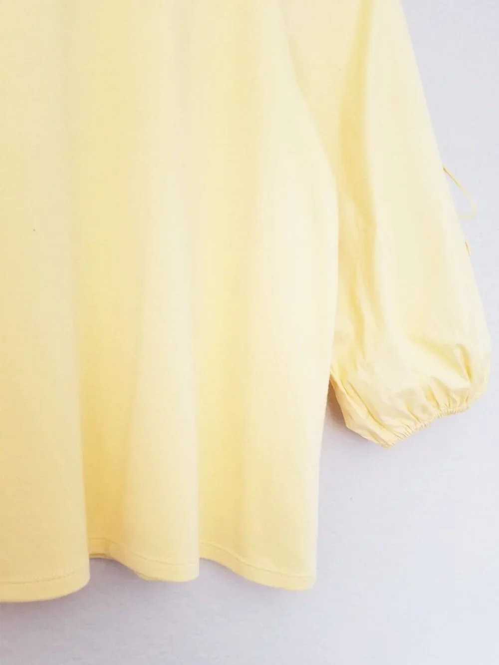 1. State Women' L Butter Yellow 3/4 Balloon Sleeve Tie Bow Blouse Top Coquette - Picture 11 of 14